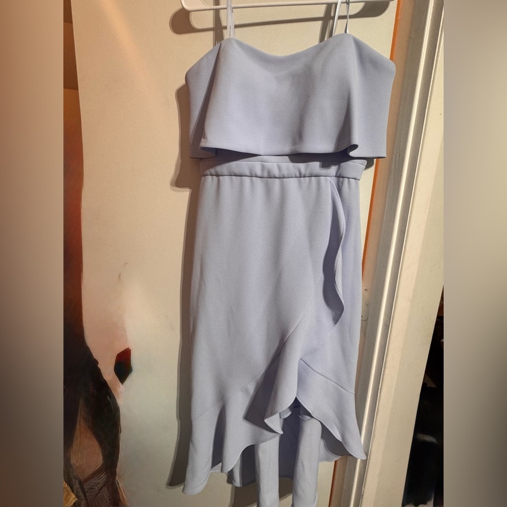 Light Blue Strapless Ruffle Midi Dress (NWT) Size 12